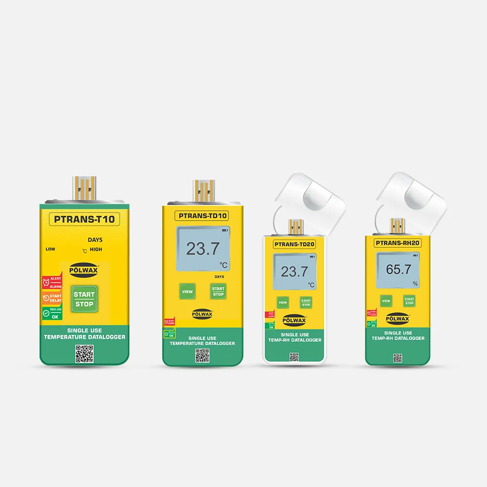 Polwax single-use transport datalogger for temperature and humidity monitoring during shipment