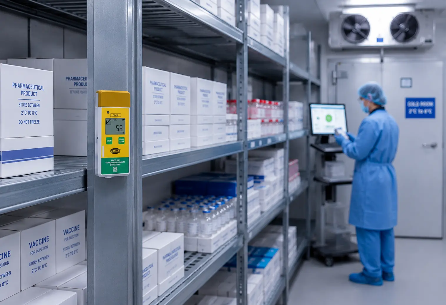 PRH70 temperature and humidity datalogger monitoring pharmaceutical warehouse and storage conditions