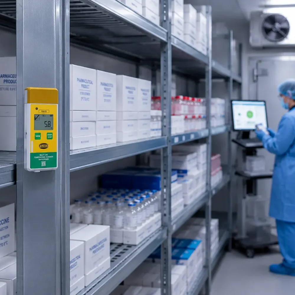 PRH70 temperature and humidity datalogger monitoring pharmaceutical warehouse and storage conditions